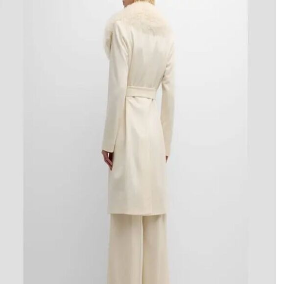 FLEURETTE Kerry Wool Wrap Coat With Mohair Blend Trim size 8 $1795 - Picture 2 of 8